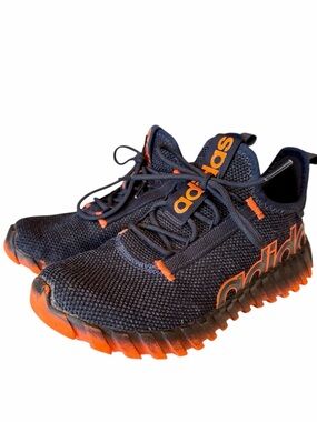 Adidas Kaptir 3.0 Kids Sneakers Sz 5 Navy Blue / Orange Athletic Running Shoes